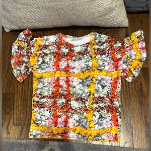 Molo Red and Yellow Ruffle Sleeve Blouse